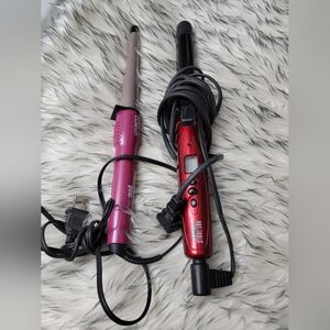 Lot Conair Pink Curling Wand & Hot Tools Helix Red Curling Iron